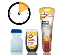 Molto BLITZ - Kit de reparación de reparación + pintura de agujeros, grietas en la pared / techo, incluye color blanco para interior