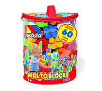 MOLTO | Bolsa de Bloques de 60 Piezas para Preescolar - Juguete Educativo de Construcción para Niños y Niñas | Juego de Construccion | CREA y construye