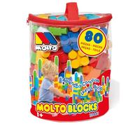 MOLTO | Bolsa de Bloques de 80 Piezas para Preescolar - Juguete Educativo de Construcción para Niños y Niñas | Juego de Construccion | CREA y construye
