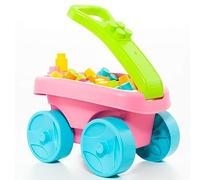 MOLTO | Carrito con 20 Bloques Rosa | Juego de Bloques | Vagón Bloques de Construcción | Juguetes Sensoriales para Bebes | Juguetes Educativos para Niños | +6 Meses