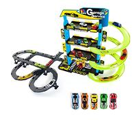 MOLTO | Parking Infantil de 4 Plantas con Accesorios y Pista Exterior, Parking Coches Juguete, Pista de Coches de Juguete, Juguetes Niños + 3 Años, Garaje Coches