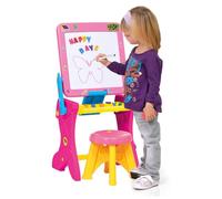 MOLTO | Pupitre Infantil con Pizarra Magnética 3 en 1 | Pizarra Dibujo Infantil | Pizarra con Accesorios | Juguetes Educativos para Niños | Niños a partir de 36 Meses | Color Rosa