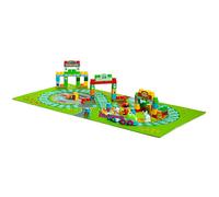 MOLTO- Tren electrónico Luces y Sonidos con Tapiz de 125x60 cm Incluye más de 50 Piezas, Multicolor (22490)