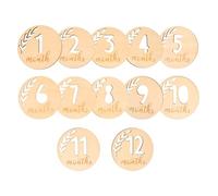 MOLUCKFU 12 Piezas Tarjetas Mensuales Niña Madera Huecas con Números Accesorios Fotográficos para Recordar Crecimiento y Momentos Especiales del Primer Año