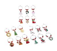 MOLUCKFU 18piezas Adornos De Navidad Para Copas De Vino Marcadores De Copas De Vino Metálicos Identificadores De Bebidas Para Fiestas Estilo Mixto