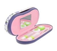 MOLUCKFU 1juego Estuche De Gafas y Lentes De Contacto Portátil Doble para Viajes y Actividades Al Aire Fabricado De Flocking y PU Compacto y Práctico