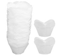 MOLUCKFU 200 Cápsulas de Papel para Cupcakes Tulipán Medianas Blancas Moldes Antigrasa para Hornear Magdalenas y Muffins Envoltorios de Papel Pergamino para Repostería Accesorios para