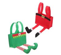 MOLUCKFU 2piezas Bolsa de Dulces para Navidad Asas Reutilizables Bolsillo para Pantalones de Elfo para Envolver Dulces Navideños y Regalos de Fiesta