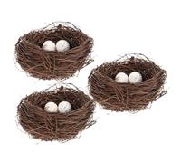 MOLUCKFU 3 Juegos de Nidos de Pájaro Artificial de Ratán Huevos Decorativos Decoración de Pascua, Función Decorativa y Forma Realista para Exhibiciones de Temporada
