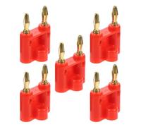 MOLUCKFU 5 conectores banana dobles de 4 mm para altavoces de receptor y audio de coche. Conectores de bornes de conexión seguros para repuesto. Rojo.