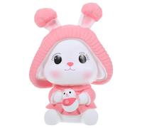 MOLUCKFU Alcancía de Conejo de Vinilo Rosa, Hucha Infantil para Ahorrar Monedas, Decoración de Escritorio, Obsequio de Pascua y Cumpleaños, Caja para Guardar Dinero Ranura Segura