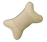 MOLUCKFU Almohada Cervical para Asiento de Coche Forma de Hueso Soporte Ergonómico para Cuello Funda de Cuero Sintético Beige Cómoda y Duradera para Uso Coche y Hogar