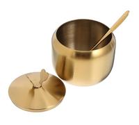 MOLUCKFU Azucarero de Acero Inoxidable Redondo 95 CM con Cuchara y Tapa Frasco para Condimentos Multifuncional para Cocina y Hogar Recipiente para Especias y Azúcar Resistente Humedad