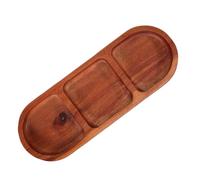 MOLUCKFU Bandeja de Madera Dividida para Condimentos Acacia Plato de Salsa con Compartimentos Bandeja Reutilizable para Aperitivos Bbq Desayuno y Hotpot Plato Seccionado Natural para