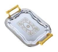 MOLUCKFU Bandeja Para Servir Bebidas y Aperitivos Rectangular Mediana Acero Inoxidable Con Asa Estilo Europeo Para Cocina y Restaurante, Bandeja Funcional y Decorativa