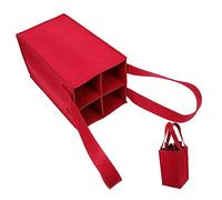 MOLUCKFU Bolsa de Vino Portátil para 4 Botellas de Fieltro Resistente Color Vino Tinto Práctica y Ligera para Llevar Botellas en Vacaciones o Fiestas Juego de 2 Unidades