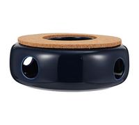 MOLUCKFU Calentador de Tetera Cerámico Hueco Azul, Soporte para Estufa de Té Retro, Calentador Portátil para Café y Té, Accesorio Multifuncional para Hogar, Oficina y Cafetería