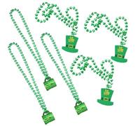 MOLUCKFU Collares de Cuentas Verdes Día de San Patricio, Ligeros y Fáciles de Usar, Forma de Jarra de Cerveza y Sombrero, Ideales para Fiestas y Disfraces