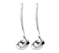 MOLUCKFU Cucharones Separadores de Aceite Acero Inoxidable 2 Piezas con Vertedor Ergonómico para Filtrar Grasa y Servir Sopa en Cocina Familiar, Utensilios de Cocina Duraderos y Fáciles