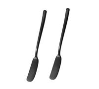 MOLUCKFU Cuchillo de Mantequilla y Queso de Acero Inoxidable 304, Diseño Negro, Multiusos para Untar Mermelada y Crema, Utensilio de Cocina Profesional, Juego de 2 Piezas para Hogar