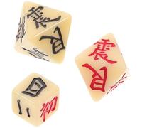 MOLUCKFU Dados de Adivinación Yi Jing 8 Caras de Resina, Set de 3 Piezas Símbolos Chinos para Juegos y Herramientas de Adivinación, Dados Decorativos para Uso Esotérico y Ritualístico