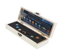 MOLUCKFU Del Sistema Solar Cristal Natural Para Decoración Escritorio Conjunto De Caja De Madera