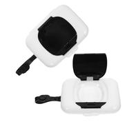 MOLUCKFU Dispensador Portátil de Toallitas Húmedas para Bebés, Caja Reutilizable Negra 2 Piezas, Estuche Práctico para Pañuelos de Viaje y Exteriores, Fácil Uso y Transporte