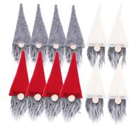 MOLUCKFU Fundas Navideñas para Botella de Vino 12 Piezas Cubiertas de Fieltro y Tela No Tejida Decoración Festiva Roja Gris y Blanca Tapa de Botella Diseño de Sombrero para Fiestas y