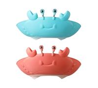 MOLUCKFU Gorro de Baño para Bebés y Pequeños 2 Piezas Silicona Ajustable Protector para Lavar el Cabello Diseño Cangrejo Colores Rojo y Azul Evita Agua y Champú Ojos y Oídos Baño