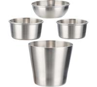MOLUCKFU Juego de 4 Platos de Salsa y Condimentos de Acero Inoxidable 304 Tazas para Papas Fritas de 60Ml 80Ml y 380Ml Lavables y Aptos para Uso Doméstico y Restaurante