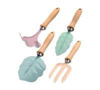 MOLUCKFU Juego de Jardinería para 4 Piezas Pala Metálica, Rastrillo, Tenedor y Paleta de Plástico, Colores Brillantes, para Jardín, Playa y Huerto Infantil