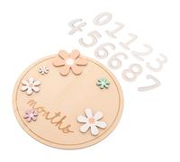 MOLUCKFU Juego de Tarjetas de Madera para Mensuales del Ñiño Carteles Redondos para Recién Nacidos Accesorios para Fotografía Infantil 17X17X2 CM Caja Incluida