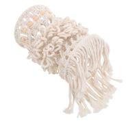 MOLUCKFU Luminaria Bohemia Pantalla De Macramé Boho Cubierta De Luz Colgante Pantalla De Cuerda De Algodón Tejida a Mano Cubierta De Lámpara Rústica Sombra De Lámpara Colgante White Madera