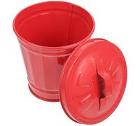 MOLUCKFU Maceta con tapa y mini bote de basura de hierro para mesa y sala de estar, papelera de escritorio creativa multifuncional 4.33X3.54X3.54In