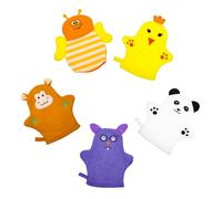 MOLUCKFU Manoplas De Baño Reutilizables Para Niño y Niña, 5 Piezas De Algodón Suave, Exfoliantes y Divertidos Diseño De Frutas, Paquete De Lavado Para Ducha Infantil y Cuidado De La Piel