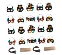 MOLUCKFU Máscaras de Papel para Rascar Arcoíris 28 Piezas DIY para Fiesta de Halloween, Suministros Adultos, Juego Creativo para Manualidades y Disfraces