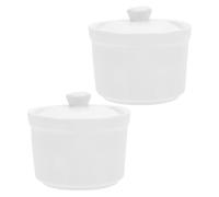 MOLUCKFU Ollas de Cerámica para Estofado 380 Ml con Tapa Juego de 2 Cazuelas de Barro Chinas Aptas para Microondas y Lavavajillas Tazones de Sopa de Vapor Ideales para Cocina y Servir
