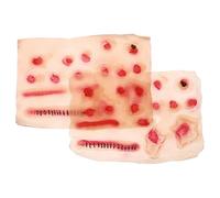 MOLUCKFU Pegatinas Temporales para Heridas Falsas de Halloween 2 Piezas, Adhesivos Realistas para Cicatrices Faciales, Accesorios de Cosplay para Fiestas y Bromas, Material Seguro y Fácil