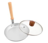 MOLUCKFU Sartén Japonesa con Tapa para Tamagoyaki y Platos Japoneses, Mini Cacerola Antiadherente con Mango Vertical de Madera y Aluminio para Cocinas Pequeñas y Restaurantes
