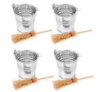 MOLUCKFU Set de Accesorios de Limpieza Miniatura para Casas de Muñecas 8 Piezas Escoba y Cubo de Hierro Decoración Realista para Escenas Domésticas y Fotografía