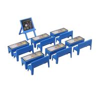 MOLUCKFU Set de Muebles Miniatura para Casas de Muñecas 13 Piezas Azul Escritorio Silla y Pizarra Pequeña Accesorios Escolares en Miniatura para Juego Educativo Infantil