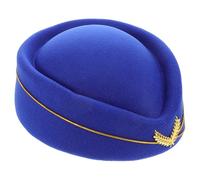MOLUCKFU Sombrero Azafata Mujer de Lana Sintética Azul para Disfraz y Actuación Gorra Estilo Boina Formal para Cosplay y Eventos Accesorio Elegante y Cómodo