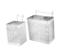 MOLUCKFU Soporte para Palillos de Acero Inoxidable Colgante Escurridor Ventilado para Utensilios de Cocina Organizador de Cubiertos 2 Piezas Diseño Ahuecado para Drenaje Rápido