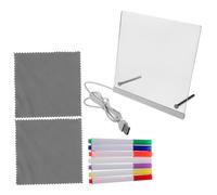 MOLUCKFU Tablero de Escritura LED Transparente con Luz Bolígrafos de Colores y Soporte para Pizarra Borrable para Dibujo y Mensajes Luminosos