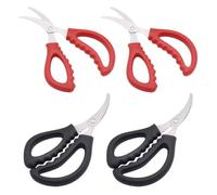 MOLUCKFU Tijeras de Cocina Multifuncionales para Mariscos 4 Piezas Acero Inoxidable Negro y Rojo Cortadoras para Barbacoa y Quitar Entrañas Utensilios Hogar Cocina