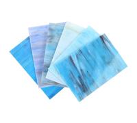 MOLUCKFU Vidrio de catedral azul, 6 láminas de vidrio, 15x10 cm, para decoración de casa y proyectos DIY, mosaicos y vitrales con diseño transparente Varios estilos
