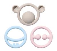 MOLUK 43401 Nigi, Nagi & Nogi, Innovative Gripping and Teething Toy, Educational Toy, Pastel Colours, Baby Toy from 0+ Months, Light Blue, Pink, Light Grey