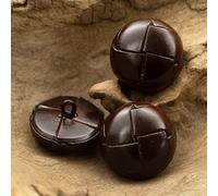 MOLUO 3 Piezas Vintage Cuero Genuino botón vástago Hecho a Mano Accesorios de Costura para Botones Chaqueta de Cuero Abrigo marrón