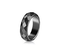 MOLUO Anillo de hematita Negra Lisa para Mujeres y Hombres, joyería para Parejas, Regalo Simple, Piedra Natural Plana no magnética