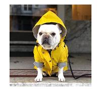 MOLUO Chubasquero para perros grandes, con capucha, abrigo para mascota, ropa de bulldog y carlino retro, impermeable (color: amarillo, talla: 4XL)